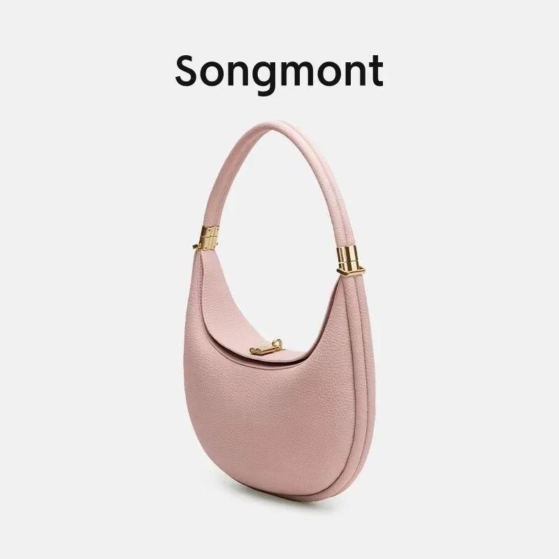 Songmont dames sac à bandoulière motif litchi en cuir souple matériel doré Niche haut de gamme sac s