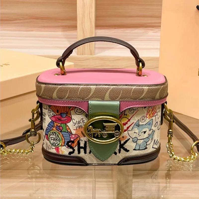 Sac à main pour femme, sac à chaîne haut de gamme, sac chariot rétro pour femme, sac cylindrique à b