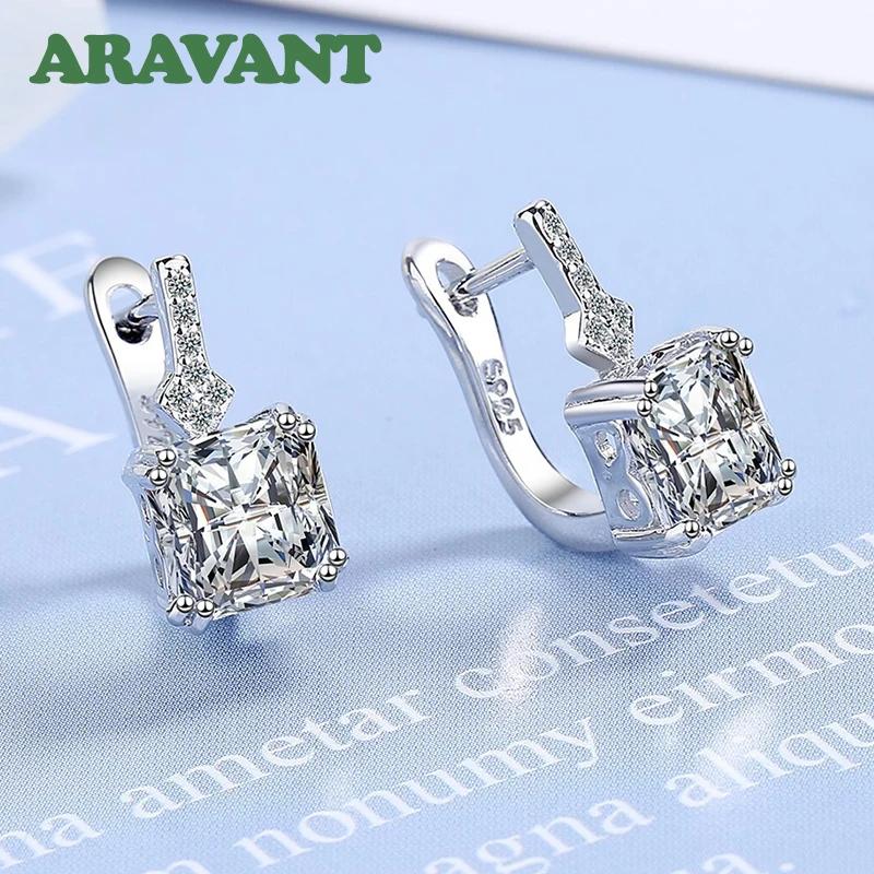 Aravant-Boucles d'oreilles carrées en argent regardé 925 pour femme, bijoux fantaisie