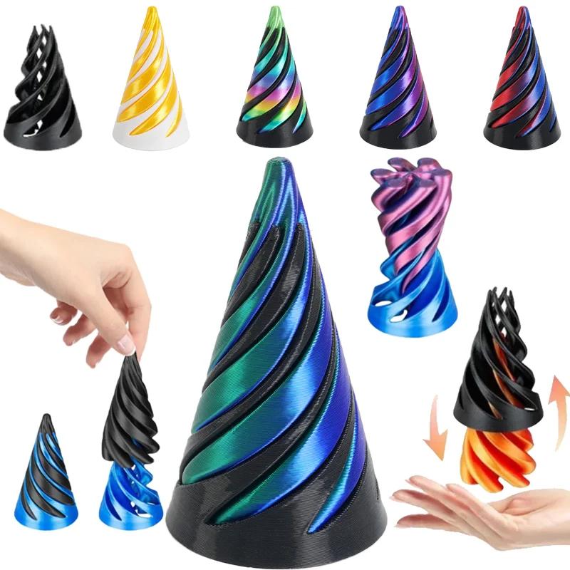 Pyramide de cône en spirale imprimée en 3D, Sculpture de passage, jouet de pyramide, Mini fil Vortex