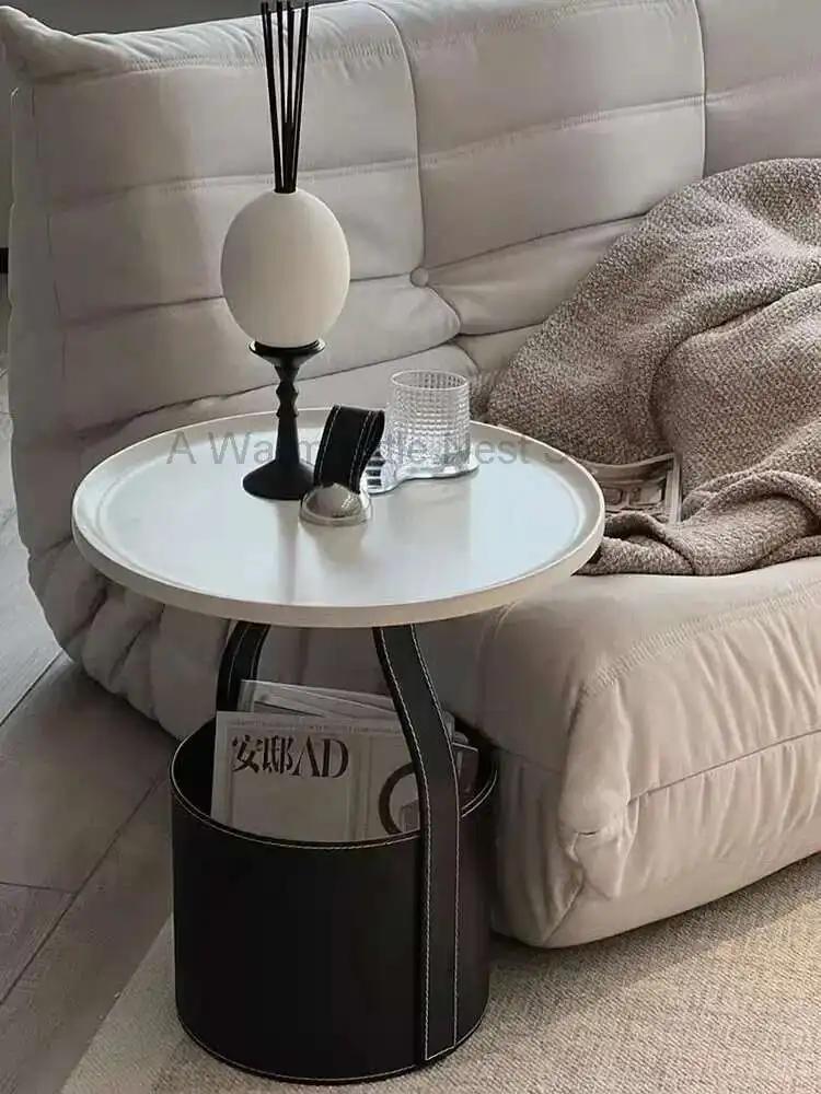 Table basse ronde Mobile d'appoint pour canapé, selle de chambre à coucher, armoire de chevet en cui