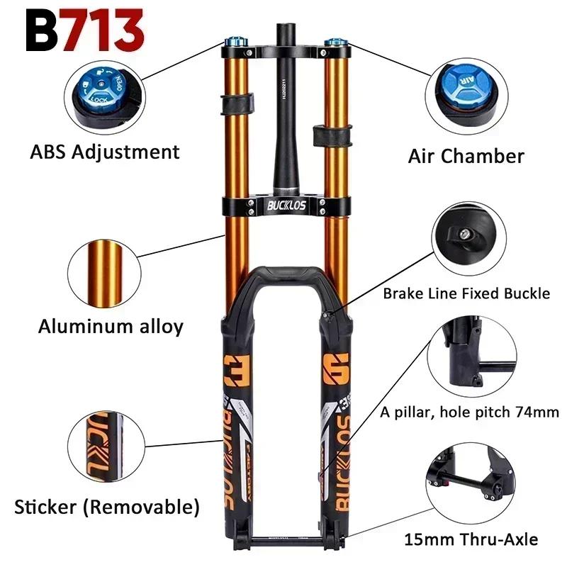 BUCKLOS – fourche à Suspension de vélo de descente, 27.5/29 pouces, 15x110mm, course 180mm, fourche