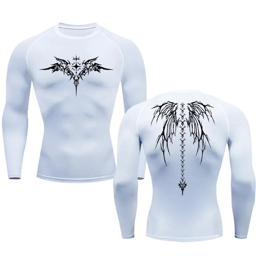 T-shirt de compression décontracté à imprimé anime pour homme, séchage rapide, vêtement de sport fit