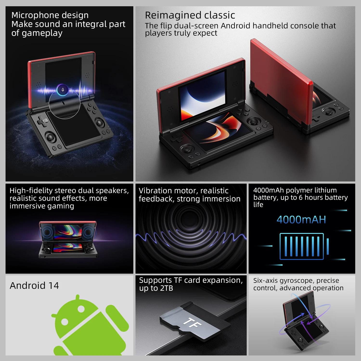 Anbernic RG DS Console de jeu portable 4 "IPS double écran Android 4000mAh lecteur de jeux vidéo rab
