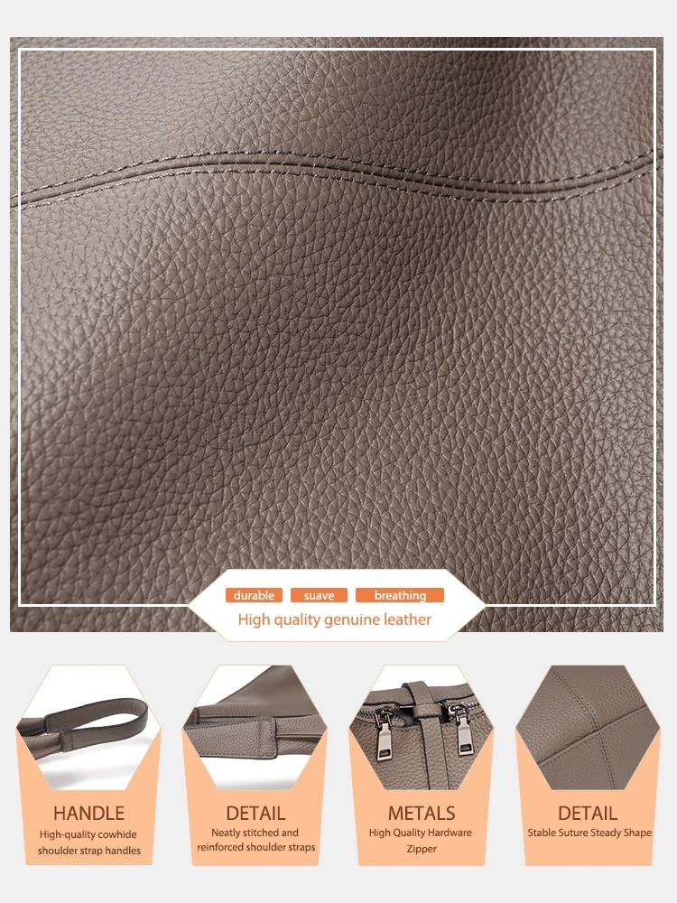 Zency – sac Hobo à bandoulière en cuir véritable pour femme, sac de Shopping de grande capacité en c