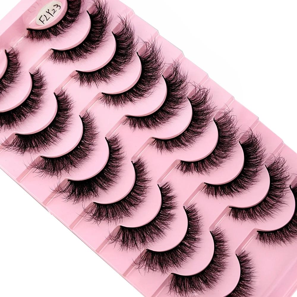 Faux-cils 3D en faux vison, 10 paires, faits à la main, naturels, nude, maquillage, simulation, croi