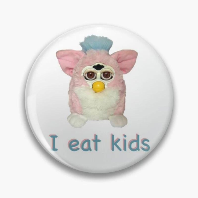 Furby I eat – épingle à boucle souple pour enfants, Badge amusant, cadeau à la mode, chapeau, revers
