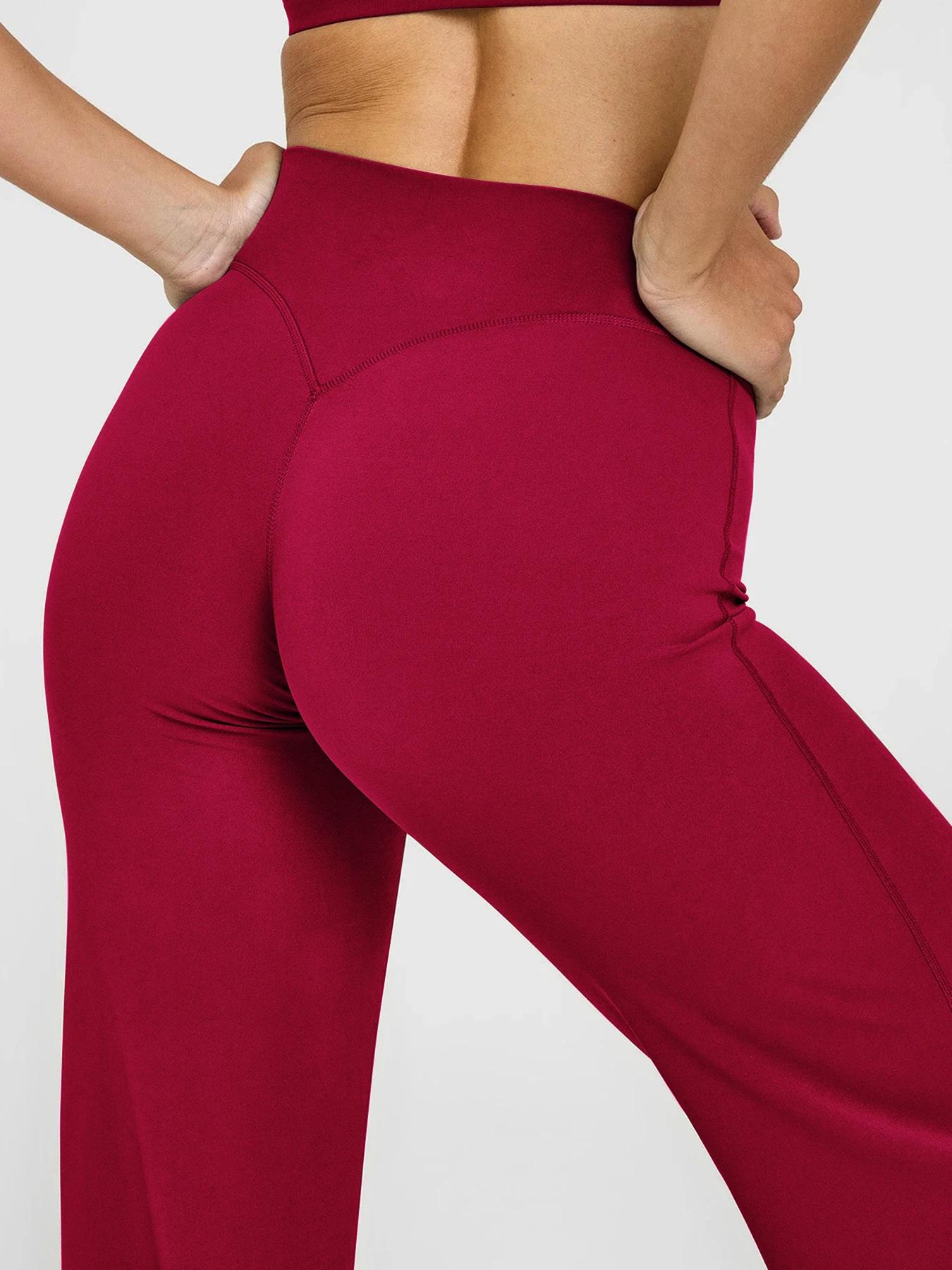 Pantalon de Yoga à jambes larges pour femmes, entrejambe de 31.5 pouces, taille haute, contrôle du v