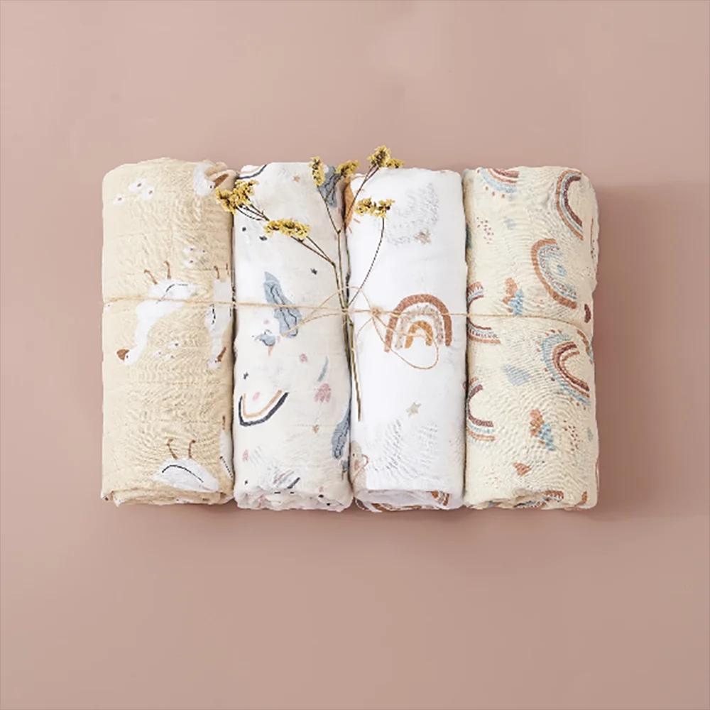 Couverture d'emmaillotage en mousseline pour bébé, serviette de bain douce pour nouveau-né, coton de