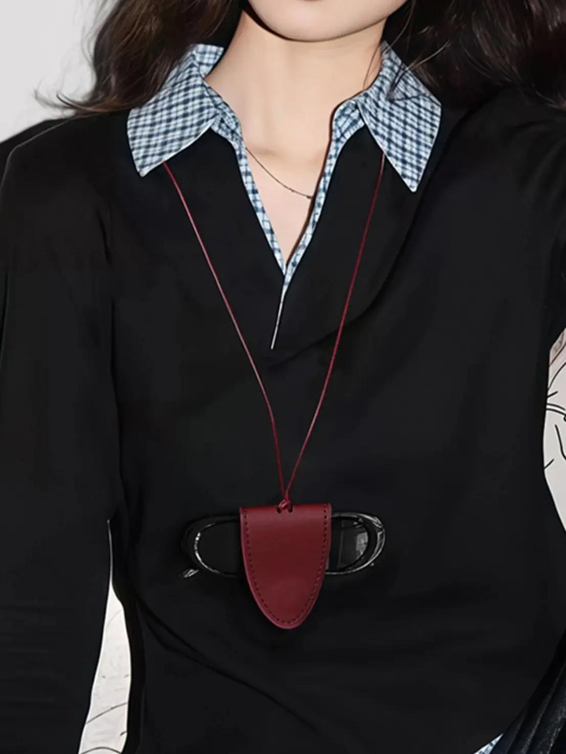MIYIN portable suspendu cou lunettes sac de rangement pendentif en cuir PU voyage lunettes de soleil
