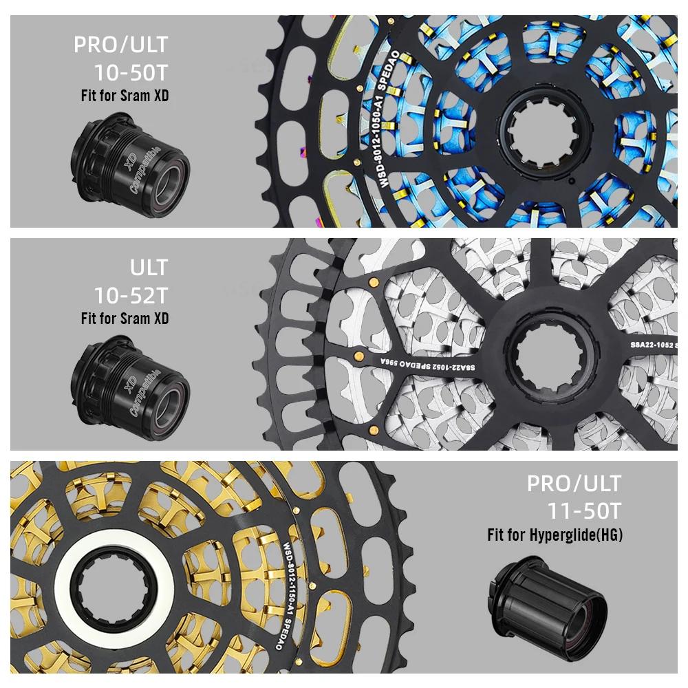 SPEDAO 10-50T 11-50T 10-52T Cassette de vélo 12 vitesses VTT Roue libre 12S Pignon de montagne XD HG