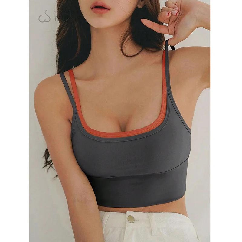 Soutien-gorge de sport de yoga pour femmes, bretelles avec design bloquant les couleurs, soutien-gor