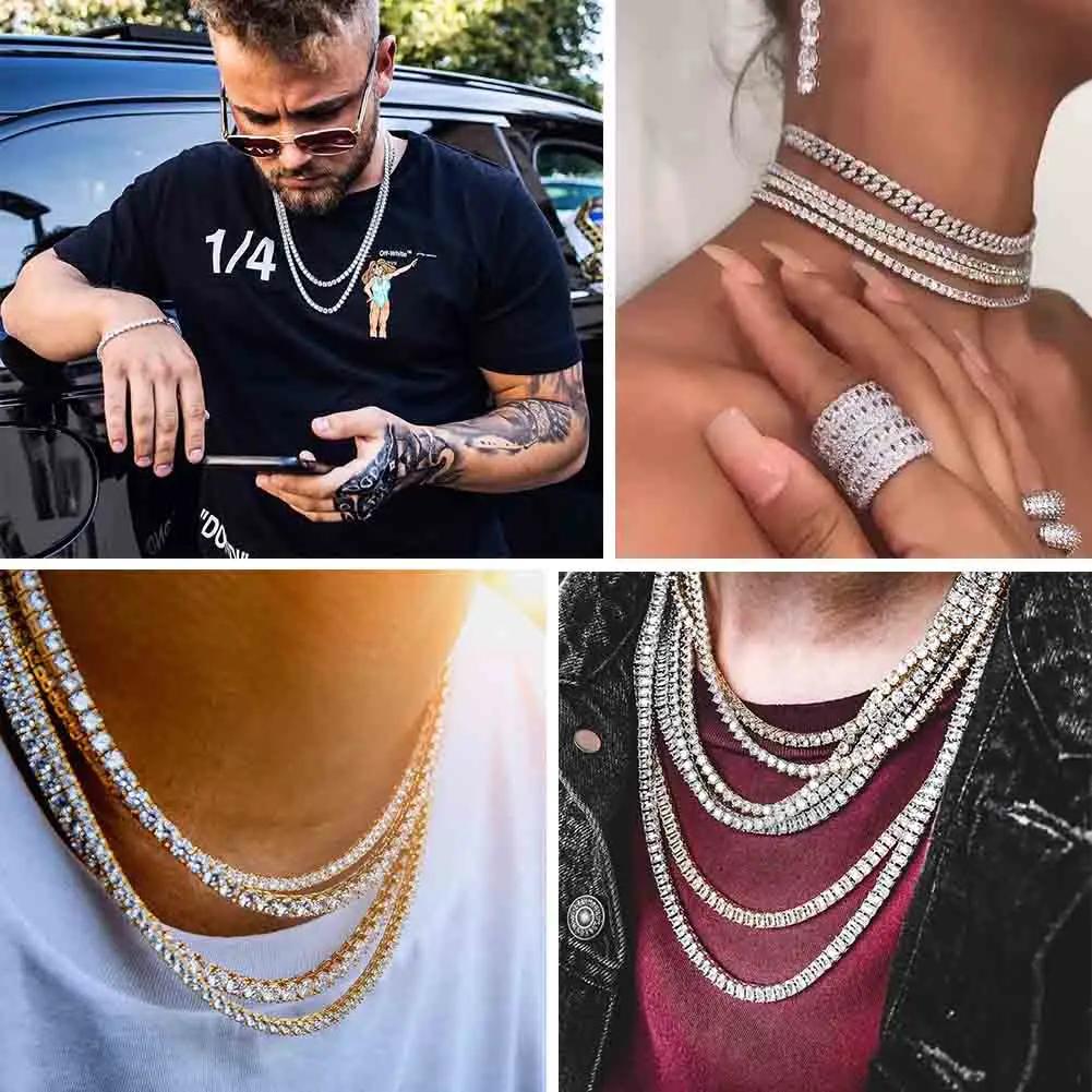 TOPGRILLZ 3mm-10mm glacé Bling AAA Zircon 1 rangée chaîne de Tennis collier hommes Hip Hop bijoux or