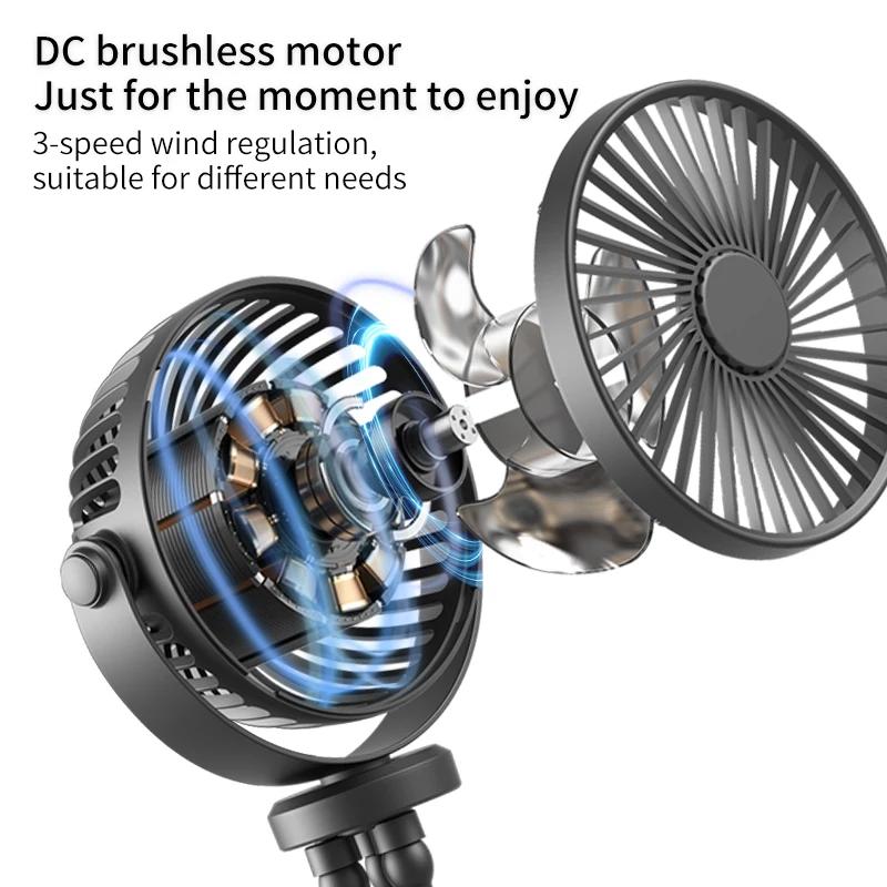 Nouveau 5200 mah multi-fonctionnel poussette Mini ventilateur Portable USB charge petit ventilateur