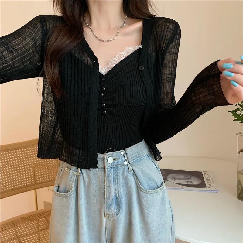 Cardigan à manches longues pour femmes, T-shirt à col en V, T-shirt mince, Superposition simple, Déc