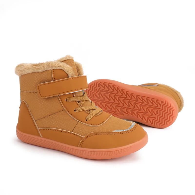 Bottes de neige pieds nus à bout large pour enfants | Baskets minimalistes d'hiver pour garçons/fi