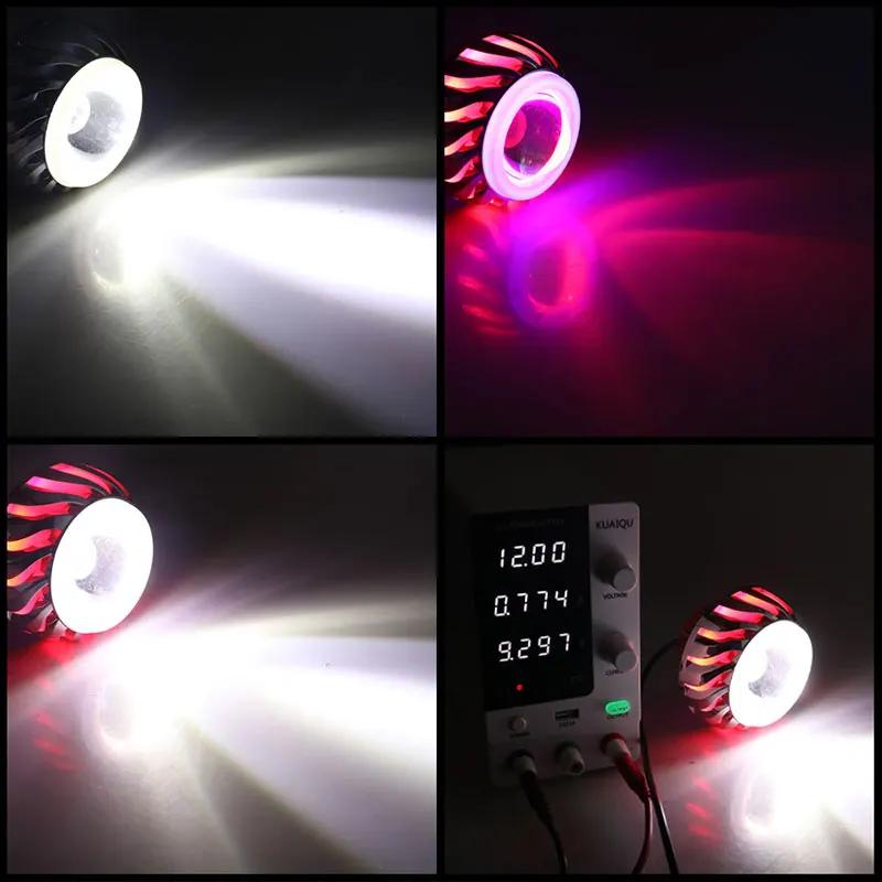 1 pièces voiture moto phare LED ange diable yeux phare projecteur lentille haut/bas faisceau strobos