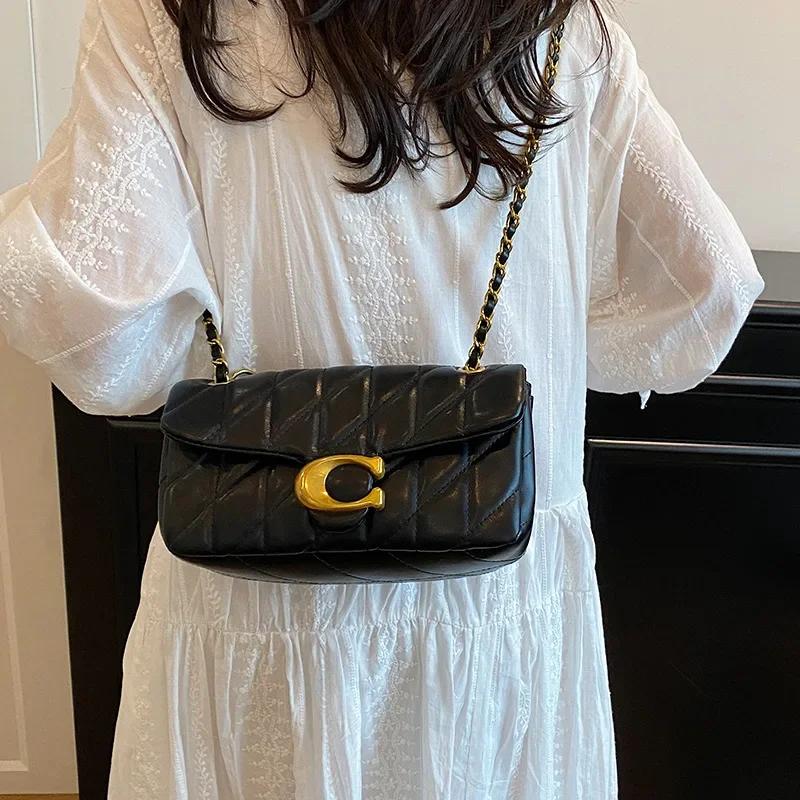 Sac de style avancé, sac à chaîne en grille de diamant pour femmes, nouveau petit sac carré polyvale