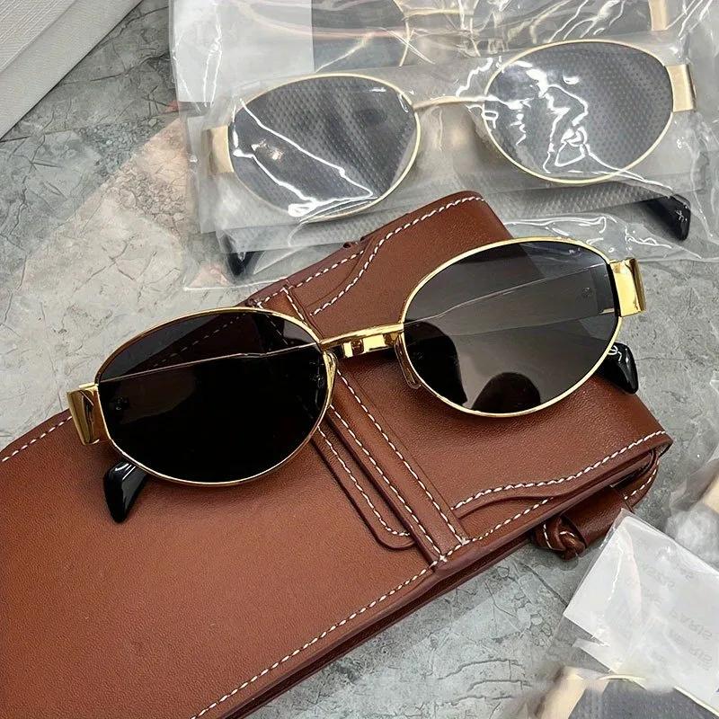 Lunettes de soleil de Protection solaire rétro Steampunk, Vintage, ovales en métal pour femmes, clas