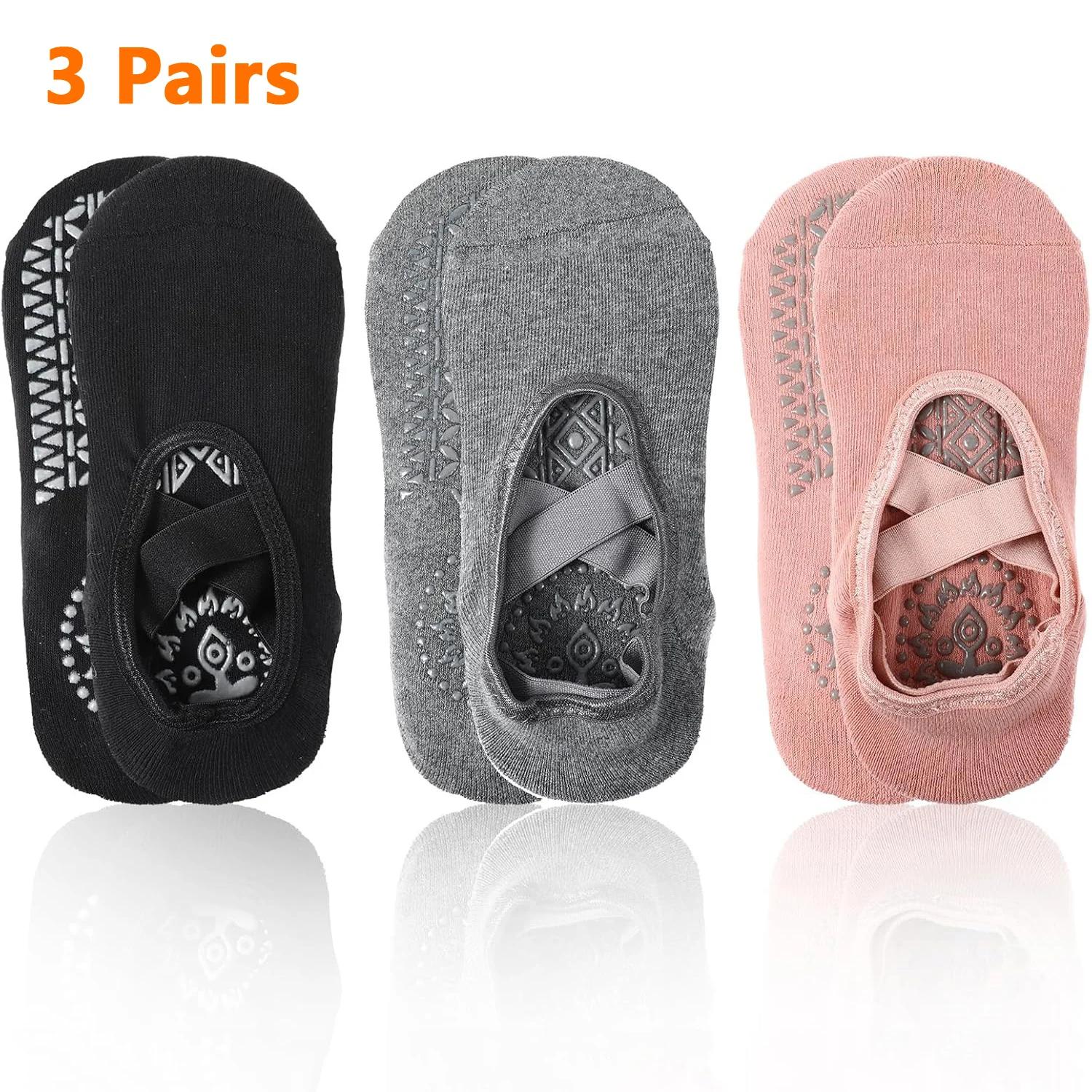 Chaussettes de Yoga Antidérapantes avec Bretelles pour Femme, Accessoire de brevde Ballet, Pilates,