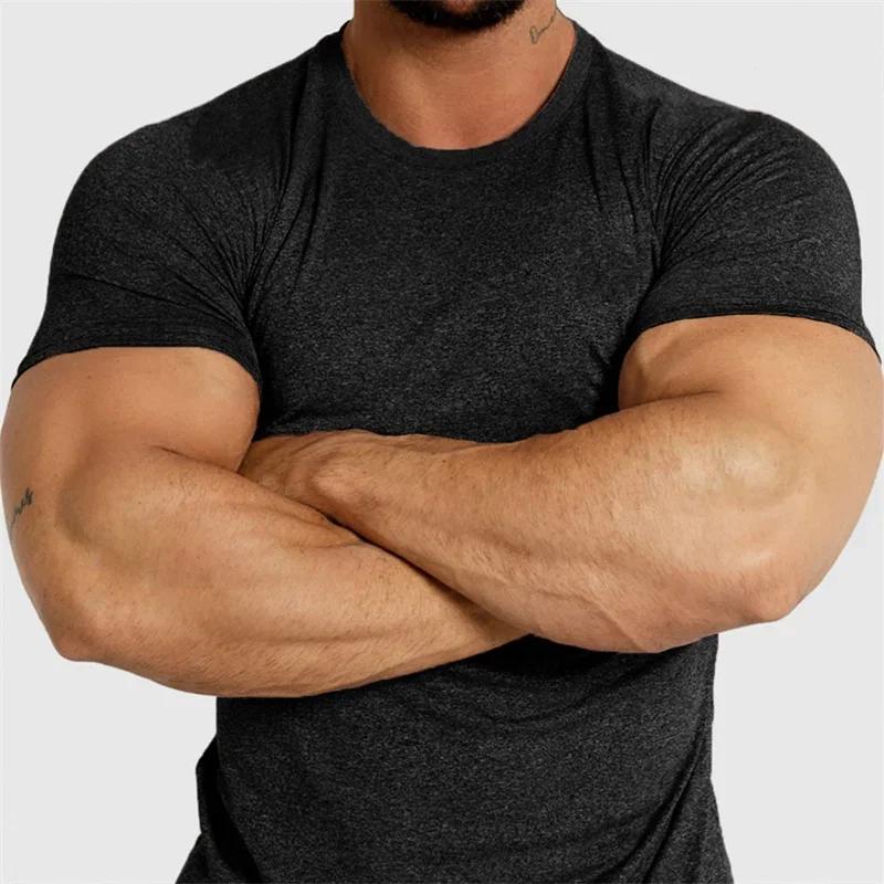 Nouveau T-shirt de sport serré séchage rapide fitness vêtements de sport à manches courtes hauts cou