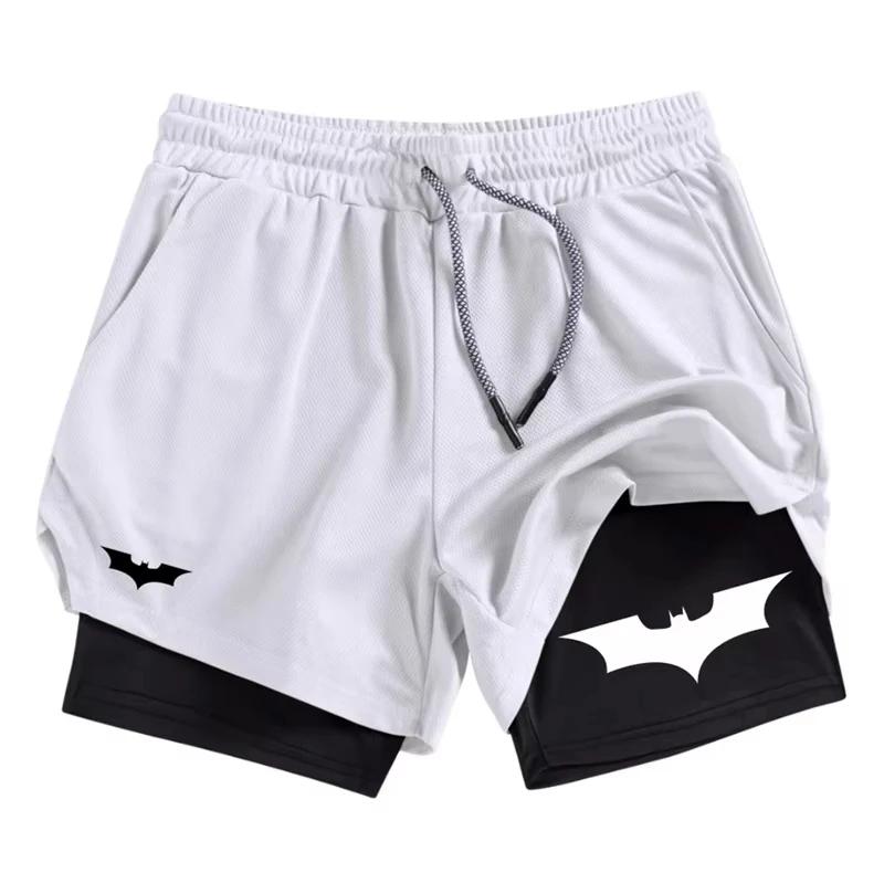 Short de performance 2 en 1 imprimé chauve-souris pour hommes - Respirant et à séchage rapide pour l'entraînement