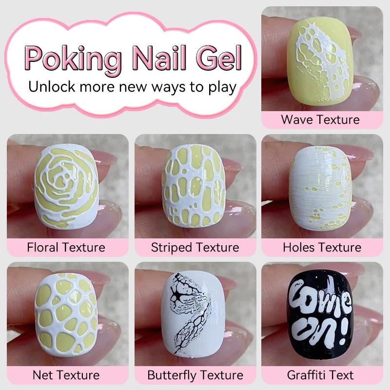 BORN PRETTY 5ml piquant ongles Gel dentelle trou noir blanc Poke bulle océan vague motif creux peint