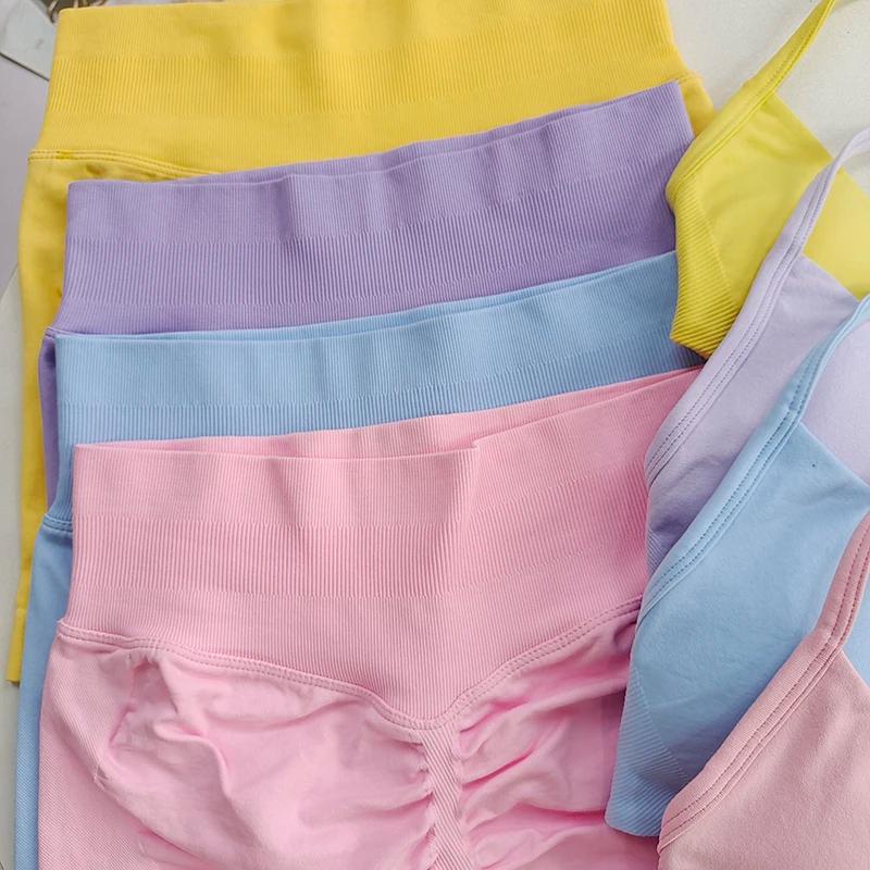 Ensemble soutien-gorge de sport à col licou et leggings taille haute pour femmes, évacuant l'humidit
