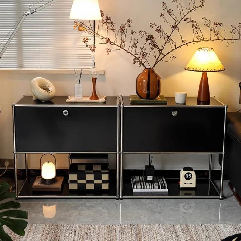 Armoire de cuisine noir et blanc, Module en acier inoxydable 304, armoire de rangement, casier, comm