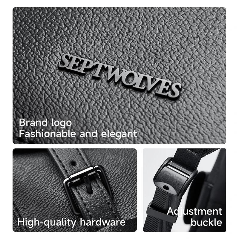 Septwolves haute qualité affaires imprimé sac à dos en cuir homme concepteur cordon Flip monogramme