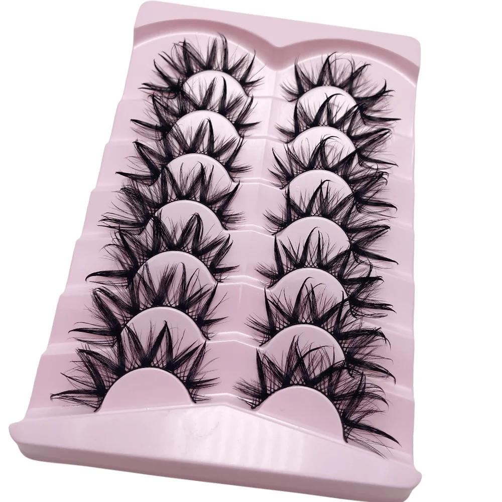 7 paires de faux cils humides cils de chat fée moelleux cils d'oeil de chat 3D, faux cils, cils natu
