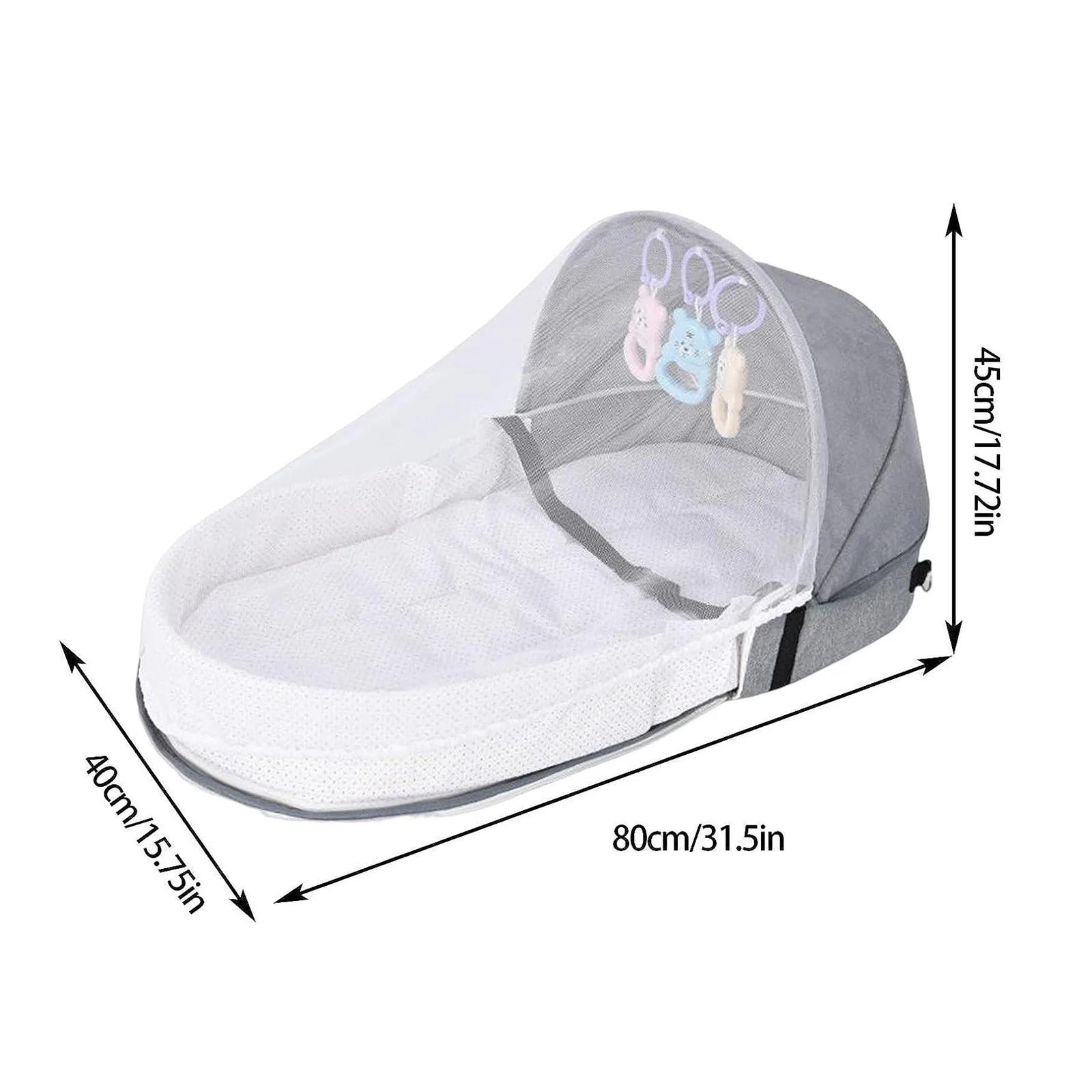 Lit Pliable et Portable pour Bébé, Couffin avec Filet et et Auvent, Nid pour le Camping