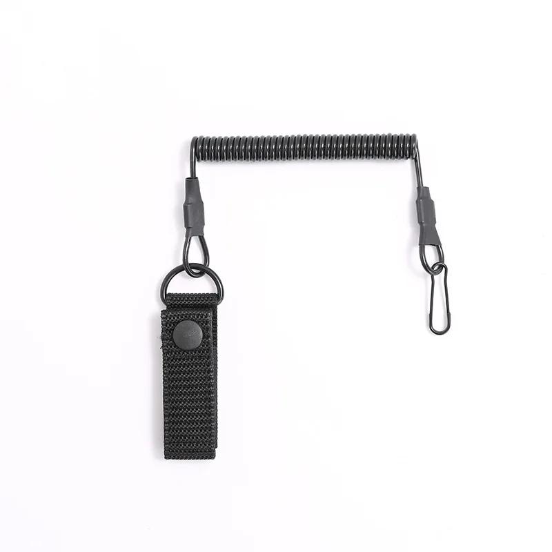 DulAnti-Lost Elastic Lanyard, Anti-vol, Anti-cut, Military, Spring Seat Belt, Gun Rope, Key Ring, Fl