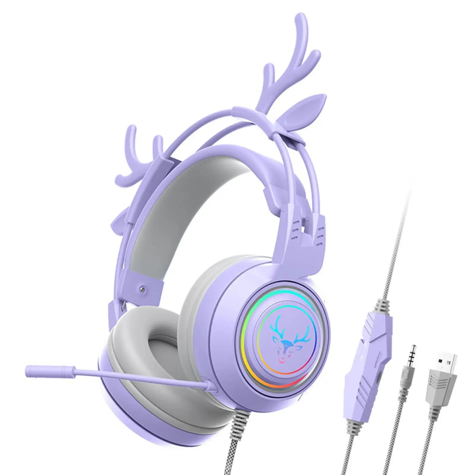 Casque de jeu filaire avec microphone rotatif, poignées amovibles, écouteurs Antlers, stéréo, ordina