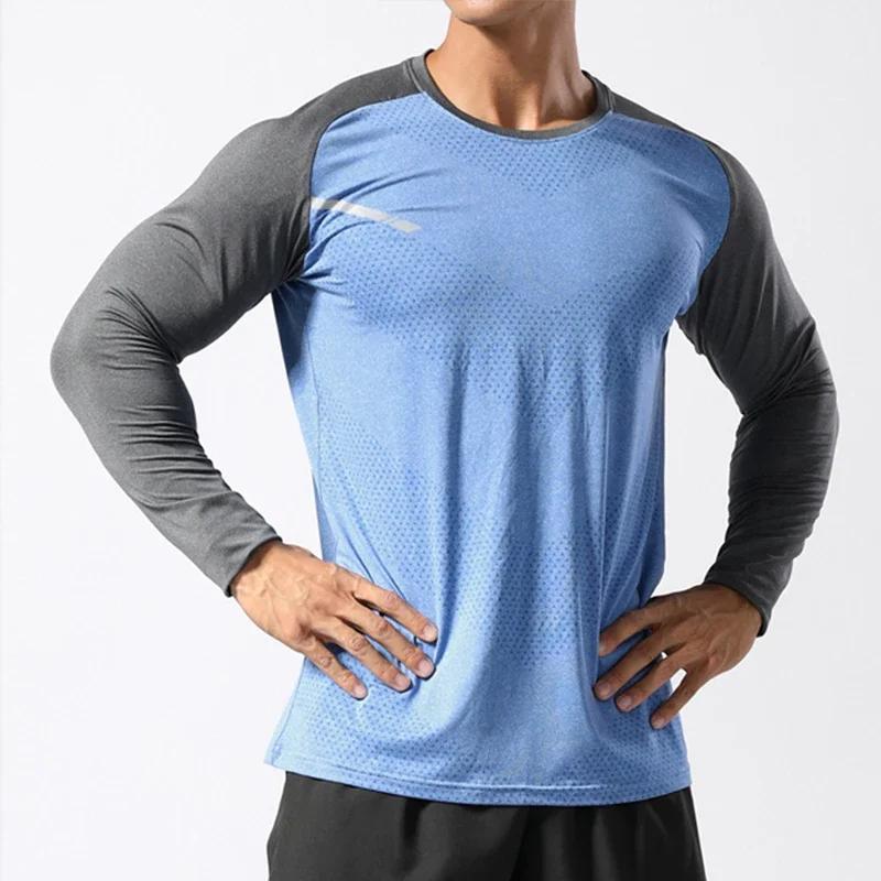 T-shirt sport homme manches longues fitness musculation - Séchage rapide et respirant pour le gym