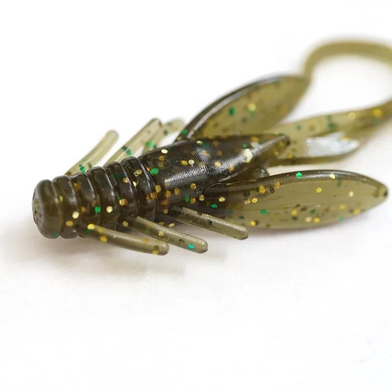 10 pièces Jig Wobblers Silicone souple appât ver homard leurres de pêche 45mm crevette coulant pivot