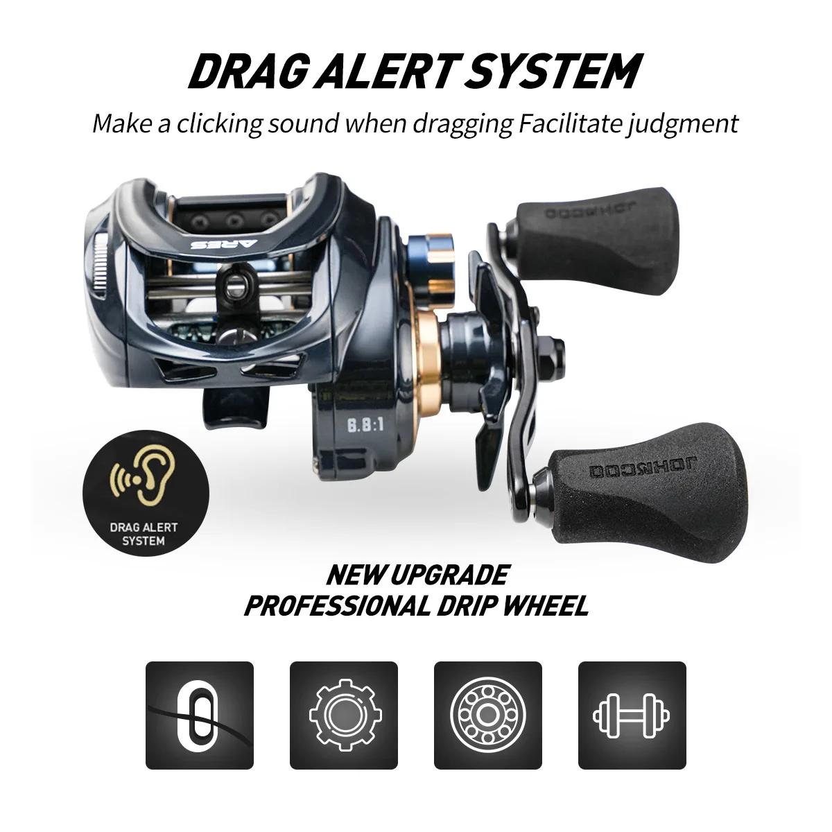 HNCOO-Moulinet Baitcasting avec cadre en aluminium, pêche en eau salée, rapport d'engrenage 6.8:1, t