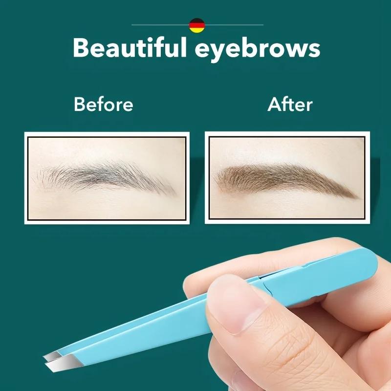 EyeblogugTweezer-Pince à épiler inclinée en acier inoxydable, extracteur de poils fins, pinces à sou