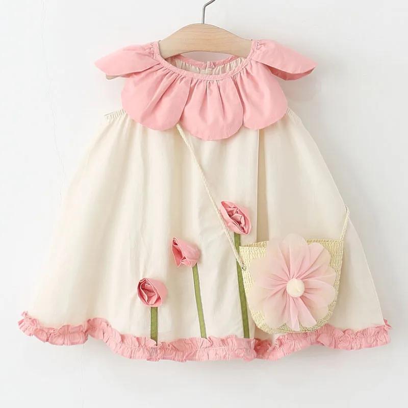 Ensemble de vêtements d'été pour filles, 2 pièces, coréen, mignon, col de poupée à fleurs, sans manc