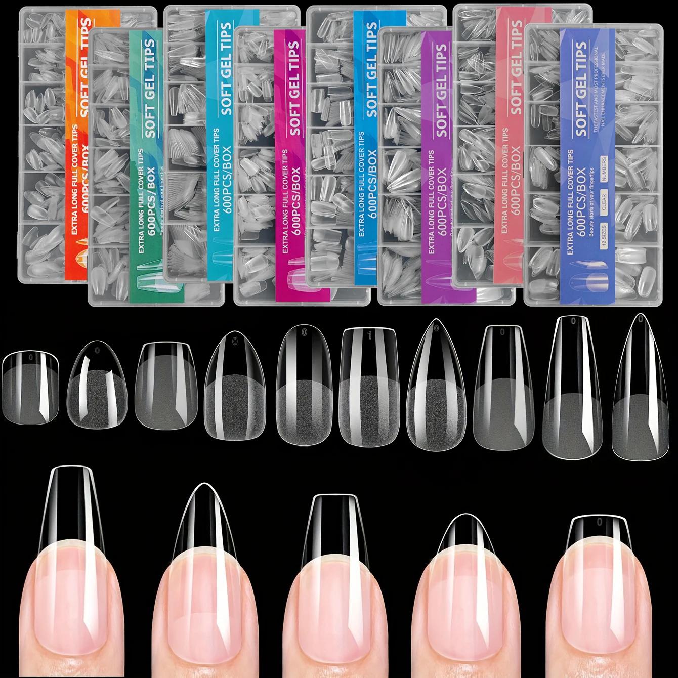 600 pièces faux ongles conseils finition Semi-mat amande cercueil français Stiletto formes carrées o
