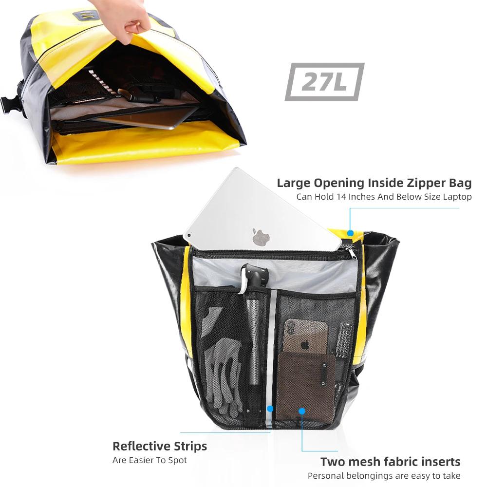 Sac vélo étanche rouge 27L Bal inowalk sacoche siège arrière voyage T1 transport