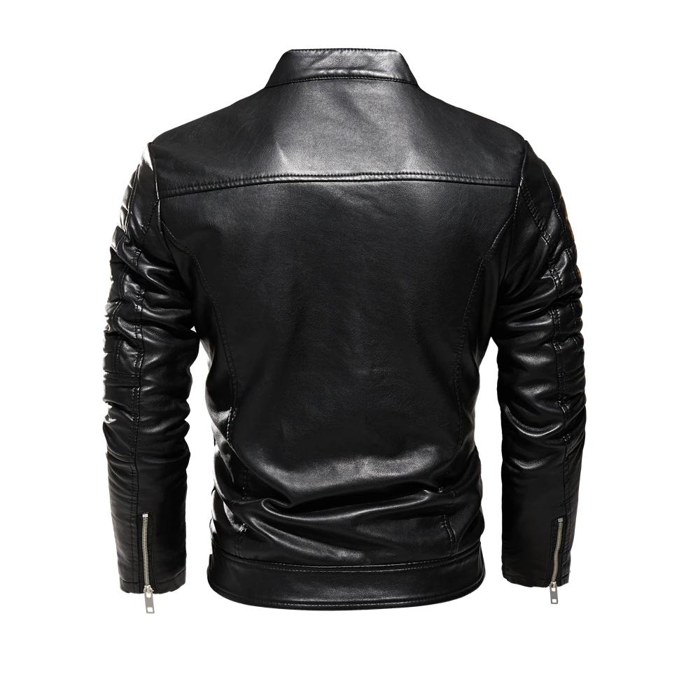 Vestes en cuir pour hommes automne décontracté moto veste en polyuréthane Biker manteaux en cuir mar