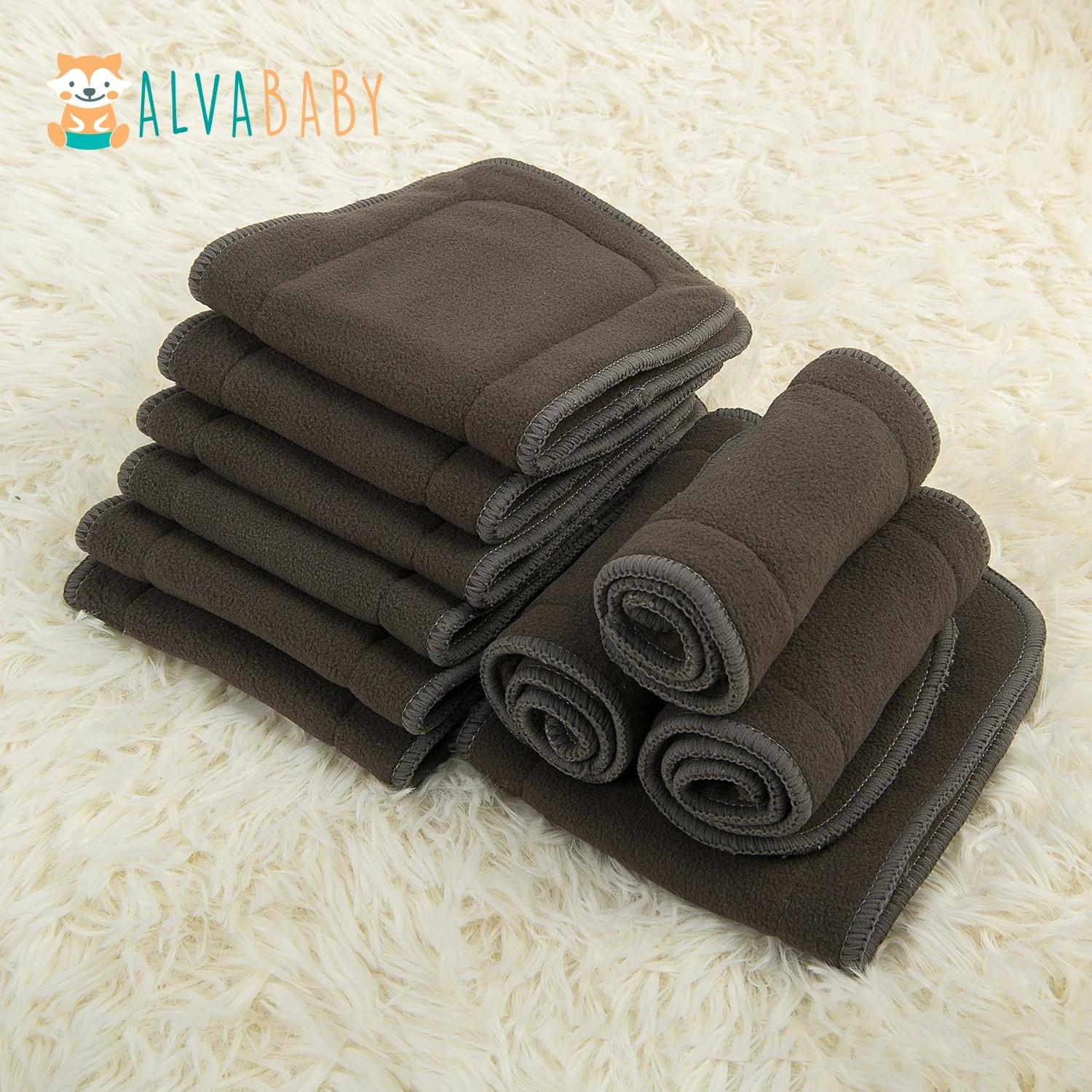(10 pièces/lot) ALVABABY 4 couches insert de charbon de bambou haute qualité insérer de couche pour