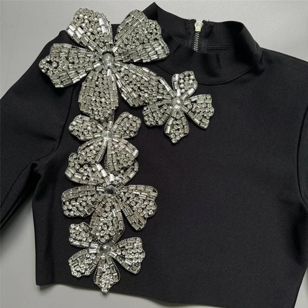 Ensemble deux pièces pour femmes, Sexy, diamants, manches longues, hauts, jupes, vêtements d'automne
