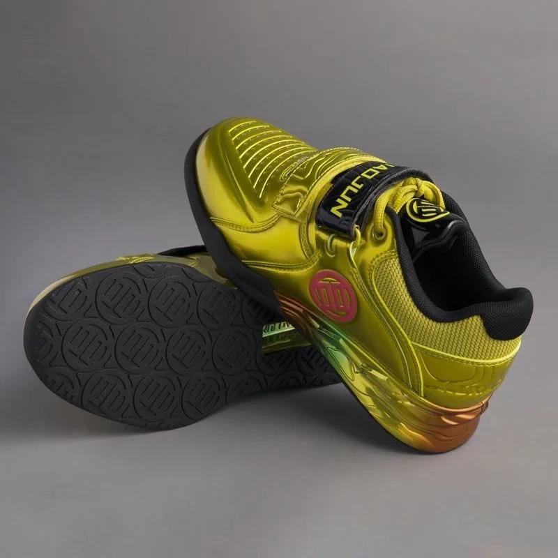 Chaussures d'entraînement professionnelles pour l'haltérophilie, unisexes, or et argent, chaussures