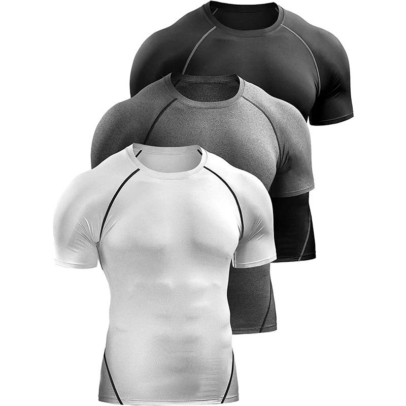 2025 Compression T-shirt hommes vêtements de Sport d'été course T-shirt élastique séchage rapide Spo