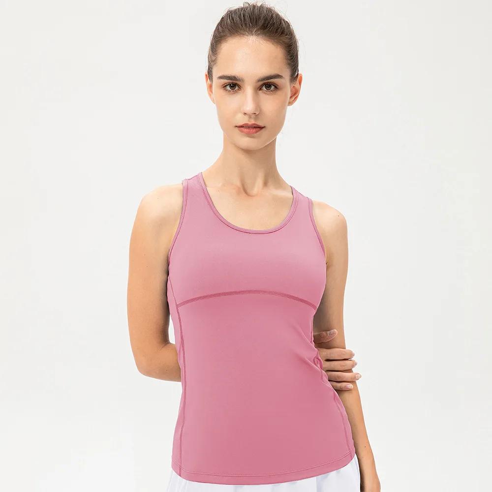 Couleur bonbon femmes vêtements de Sport d'entraînement de gymnastique gilet chemises de Yoga à séch