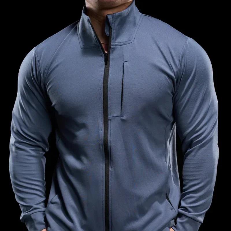 Veste de sport homme à fermeture éclair - Sweat-shirt fitness séchage rapide veste jogging course décontractée