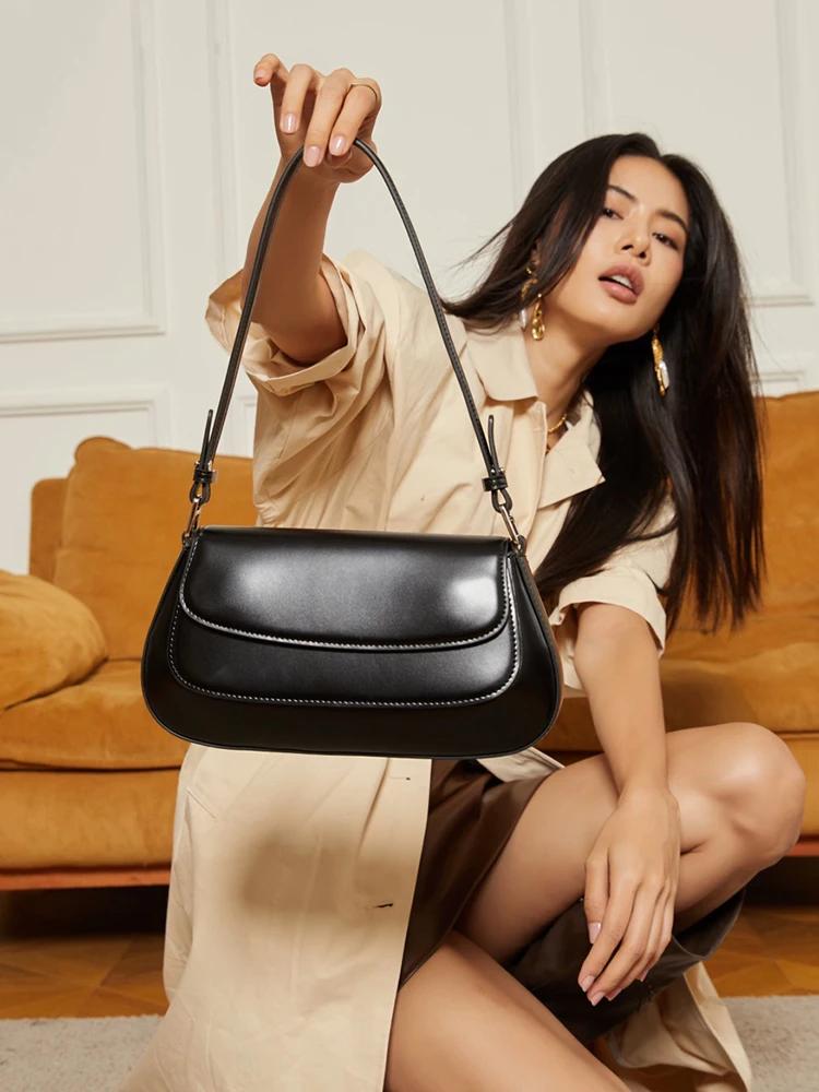 Sacs à bandoulière sous les bras en cuir de vache sacs à main en cuir véritable femmes sac à bandoul