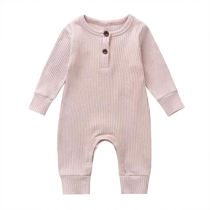 Printemps automne nouveau-né bébé garçons filles à manches longues côtelé coton barboteuse combishor
